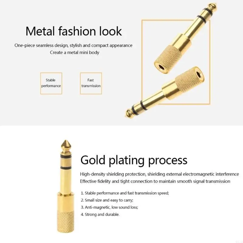 Gold-Plated Copper Stereo Connector 6.35mm Male To 3.5mm Female