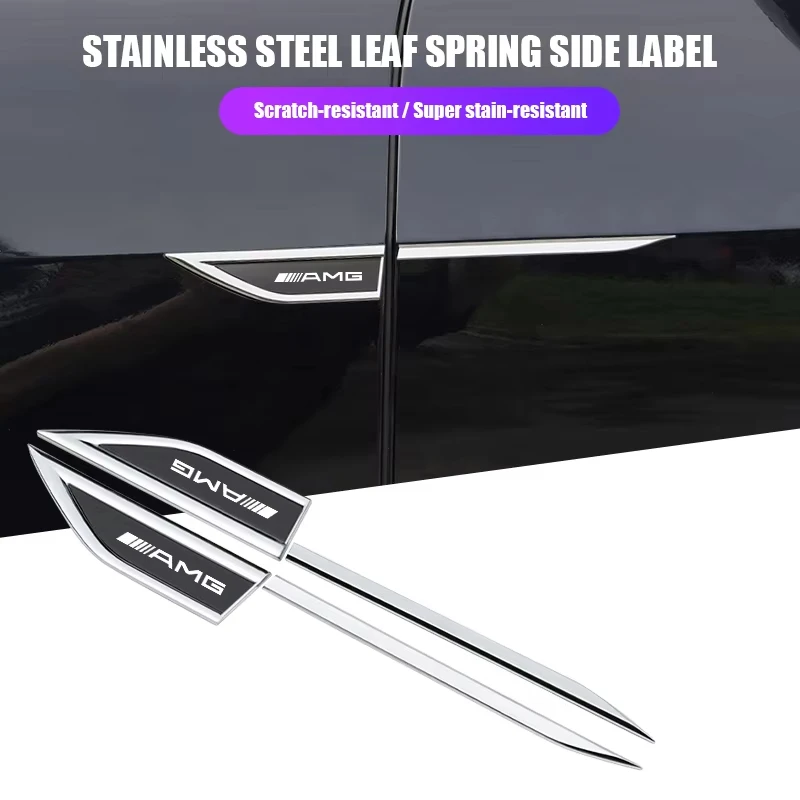 

For Mercedes Benz AMG A B C E G CLA W211 W203 W204 C260 E300L A200L GLC300 AMG Metal Stickers 2Pcs Car Body Decoration Stickers