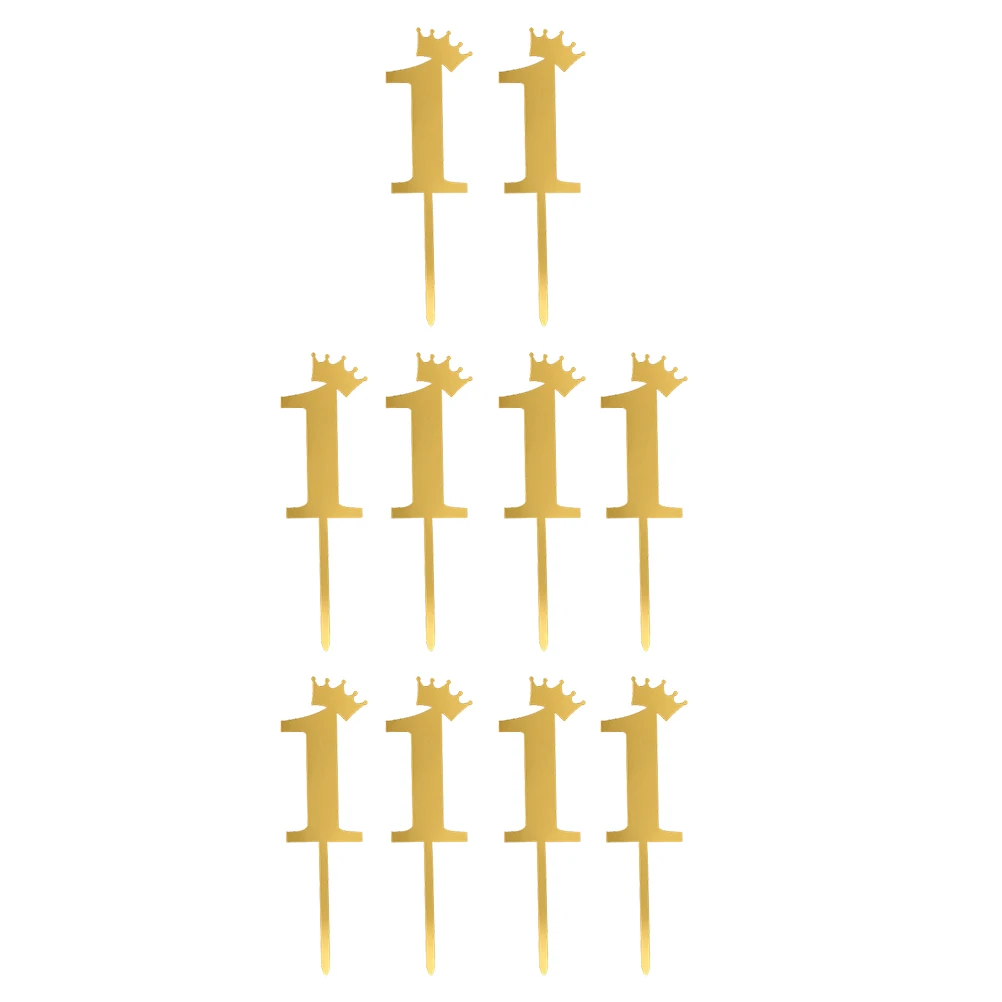 

10 Pcs Cake Toppers Birthday Decorations Creative Cake Toppers Number Plugins Reusable Acrylic Picks Creative Celebrations