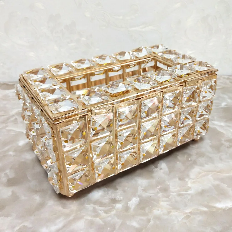 

European-style light luxury crystal tissue box high-end drawing paper napkin model room decoration