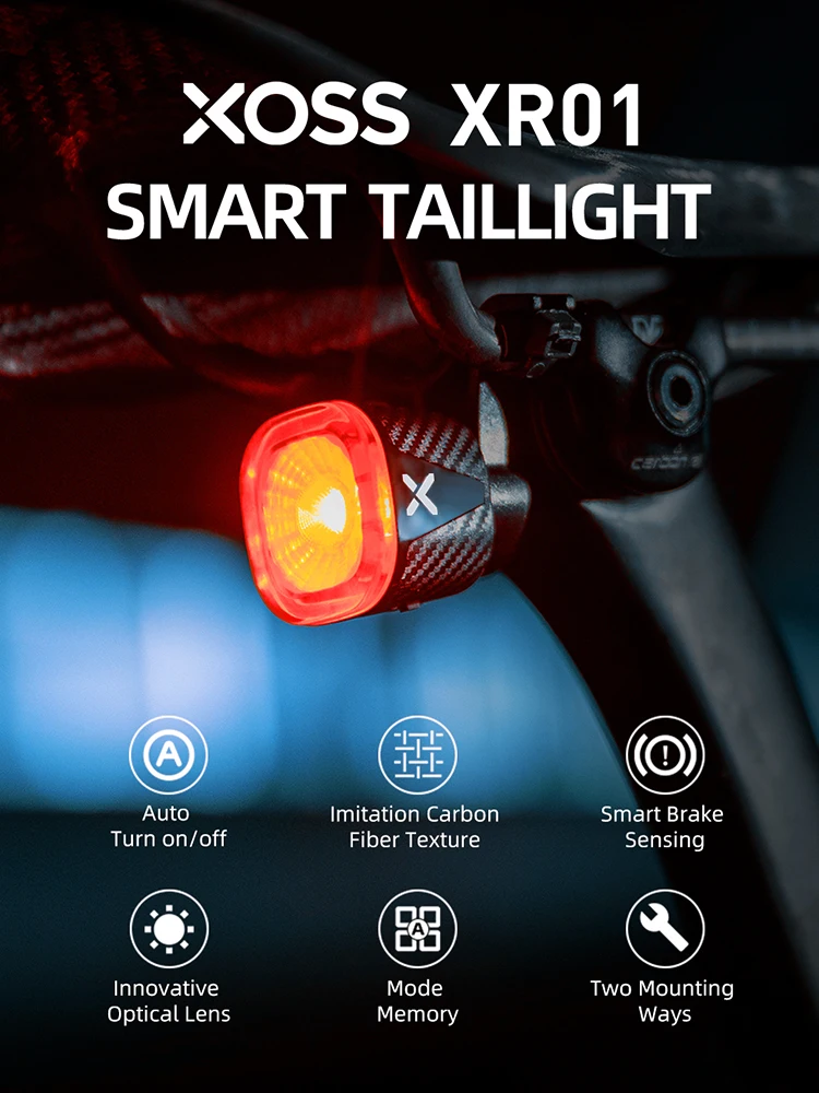 AliExpress XOSS XR01 Bicycle Rear Light Smart Auto Brake Sensing Tail Light LED Charging Waterproof Cycling