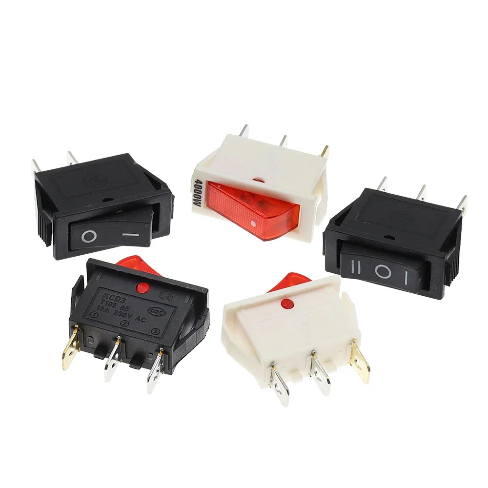 10pcs Rocker Switch Mini Switch ON-OFF-ON 2 Position 3Pins Electrical equipment With Light Power Switch 16A 20A