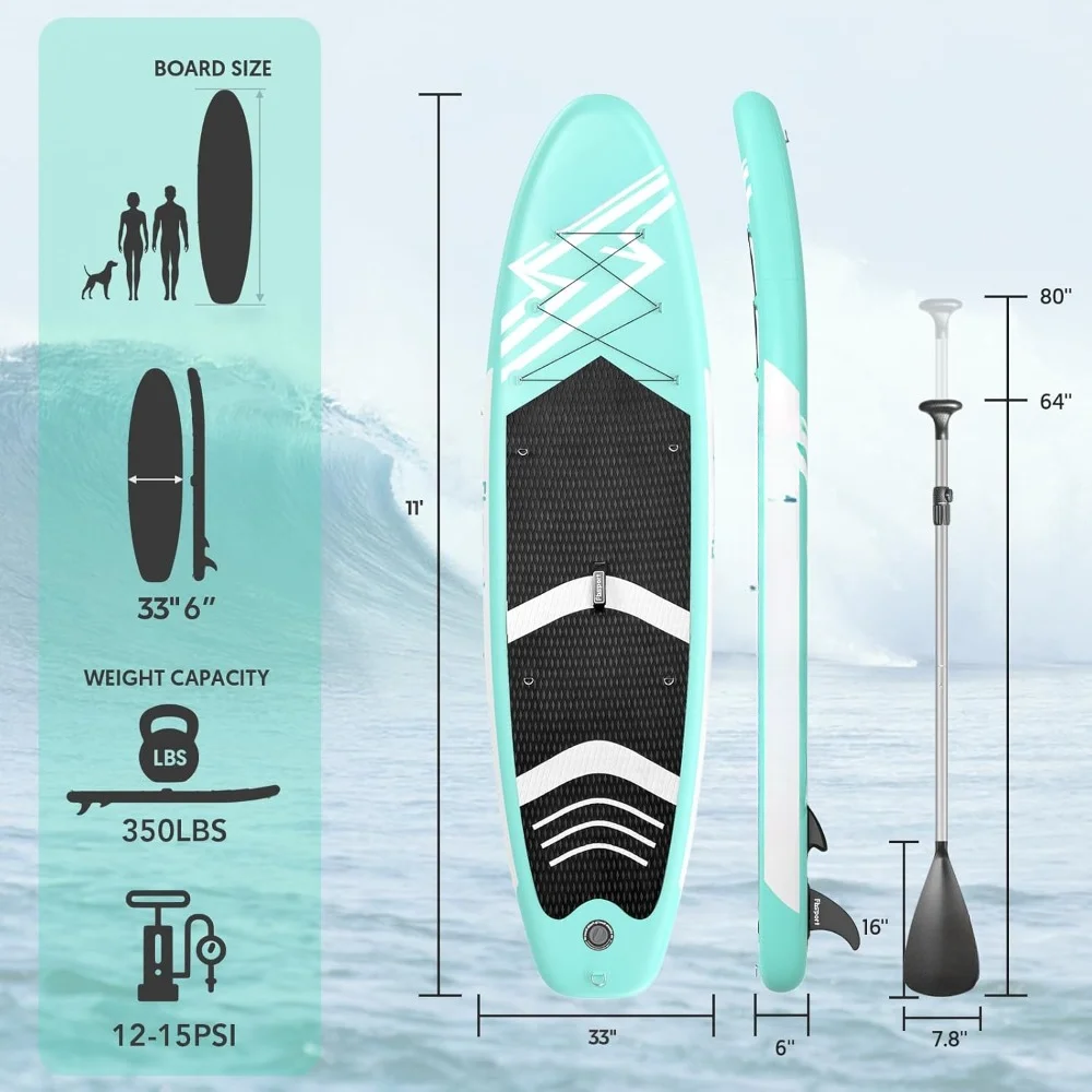 Premium stand-up paddle board with durable SUP accessories and tote bag, non-slip deck, paddle and pump for teens and adults