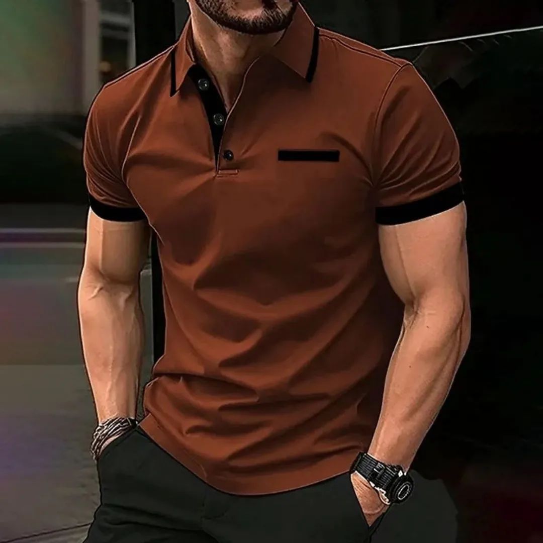 European and American Men's New Summer Minimalist Striped Printed Comfortable Breathable Polo Shirt Outdoor Casual Top image 5