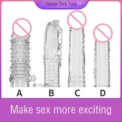 Penis Enlargement Sleeve Reusable Condoms Male Penis Extension Sleeves Delay Ejaculation Dildo Cover Adult Sex Toys for Men