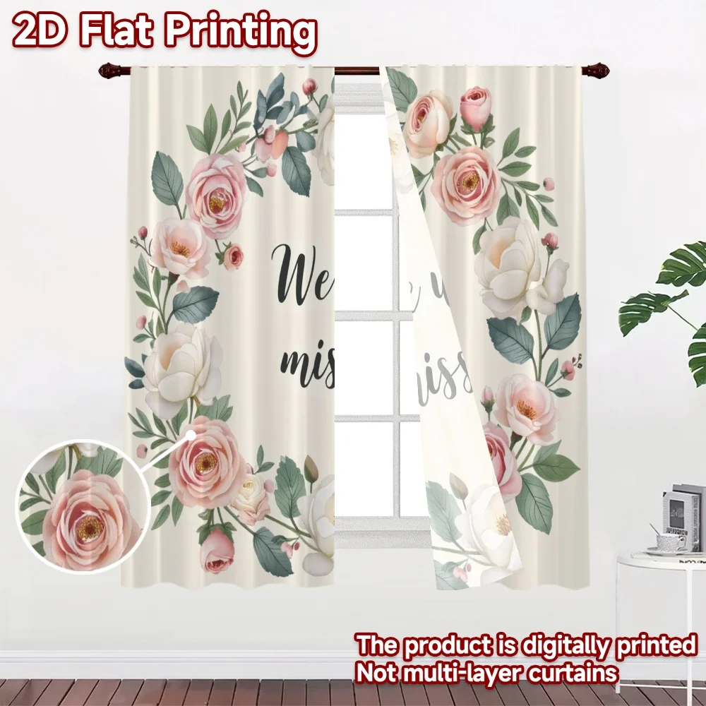2D flat 2pcs Curtain Country Style Farewell We Will Miss You Digitally printed polyester, colorfast Party & Holiday Decor Use