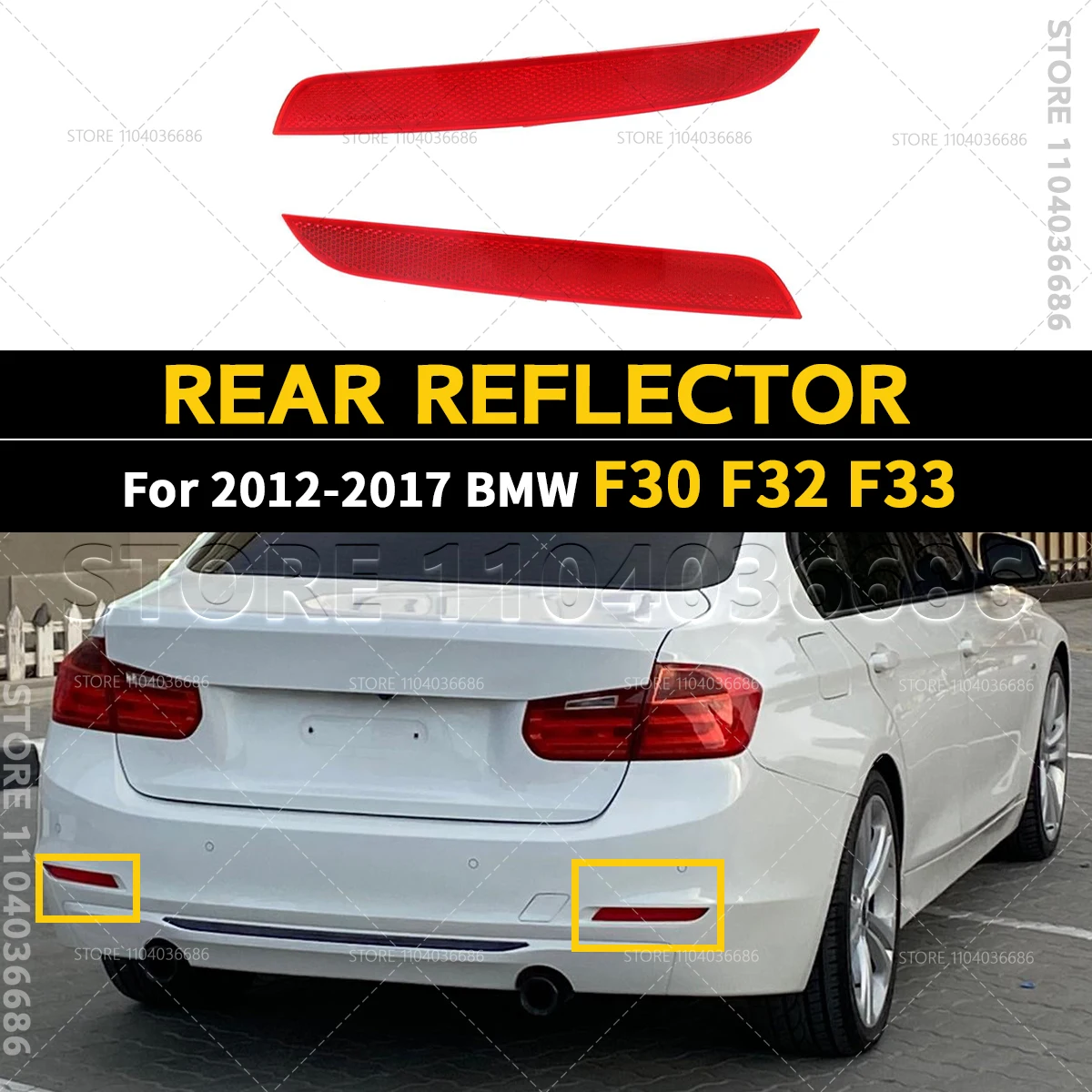 For 2012 2013 2014 2015 2016 2017 BMW F30 F32 F33 320i 328i 335i 428i 430i 435i 440i 328d Bumper Rear Reflector Tail Light