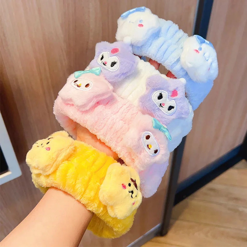 Nueva linda estrella de Miniso Kulomi, banda para el pelo de felpa con forma de corazón para niña, tocado, diadema de maquillaje, diadema para lavar la cara para mujer