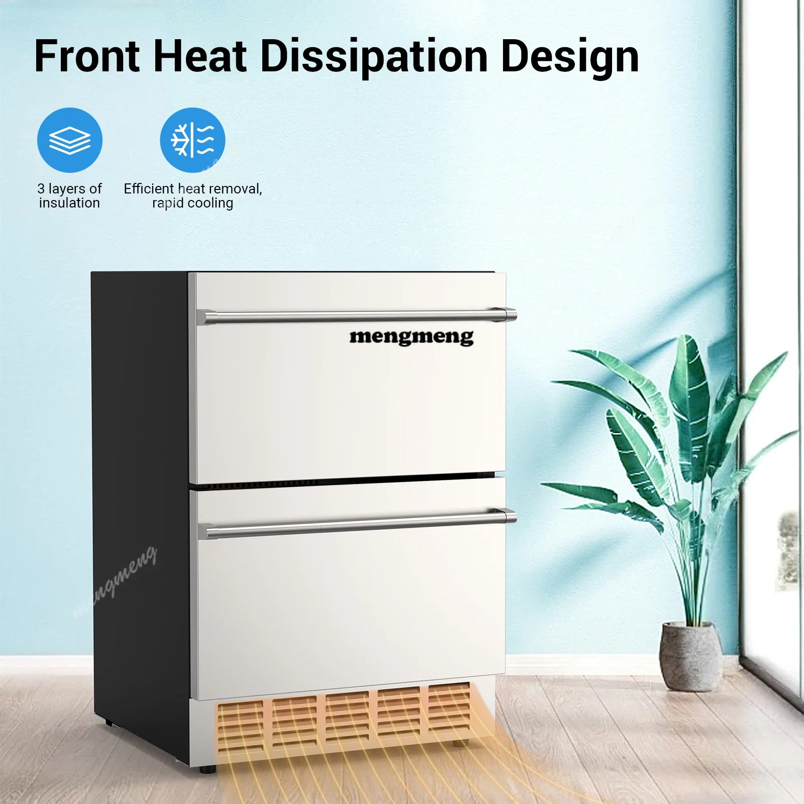 Outdoor Refrigerator for Patio, Outdoor Drawer Fridge, 24 Inch Undercounter Refrigerators with Wheels, 120 Cans Beverage Fridge
