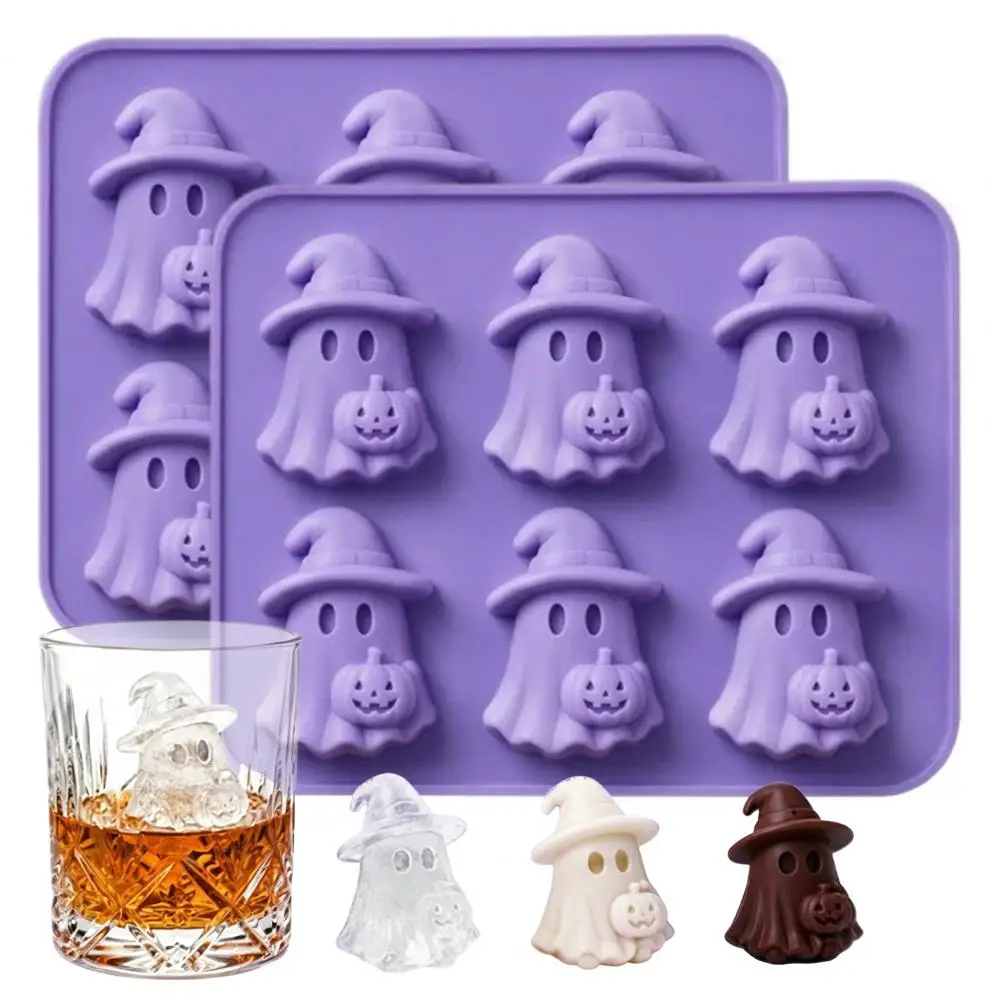 Scream Ice Molds Halloween Silicone Ice Cube Tray Set Ghost Pumpkin Bat Molds for Candy Chocolate Resin Crafts Flexible -free 6
