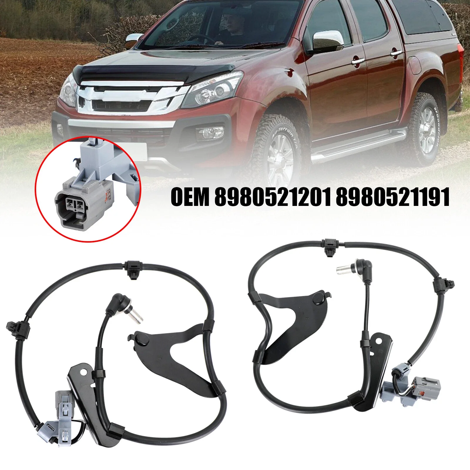 2pcs Car ABS Wheel Speed Sensor Front L & R For Isuzu D-Max 2.5 Twin Turbo 2012-2019 UE Replacement Parts