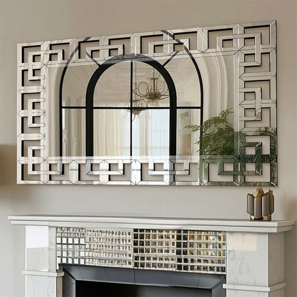 

Декоративное настенное зеркало 48x28 дюймов в греческом/венецианском стиле, большое прямоугольное