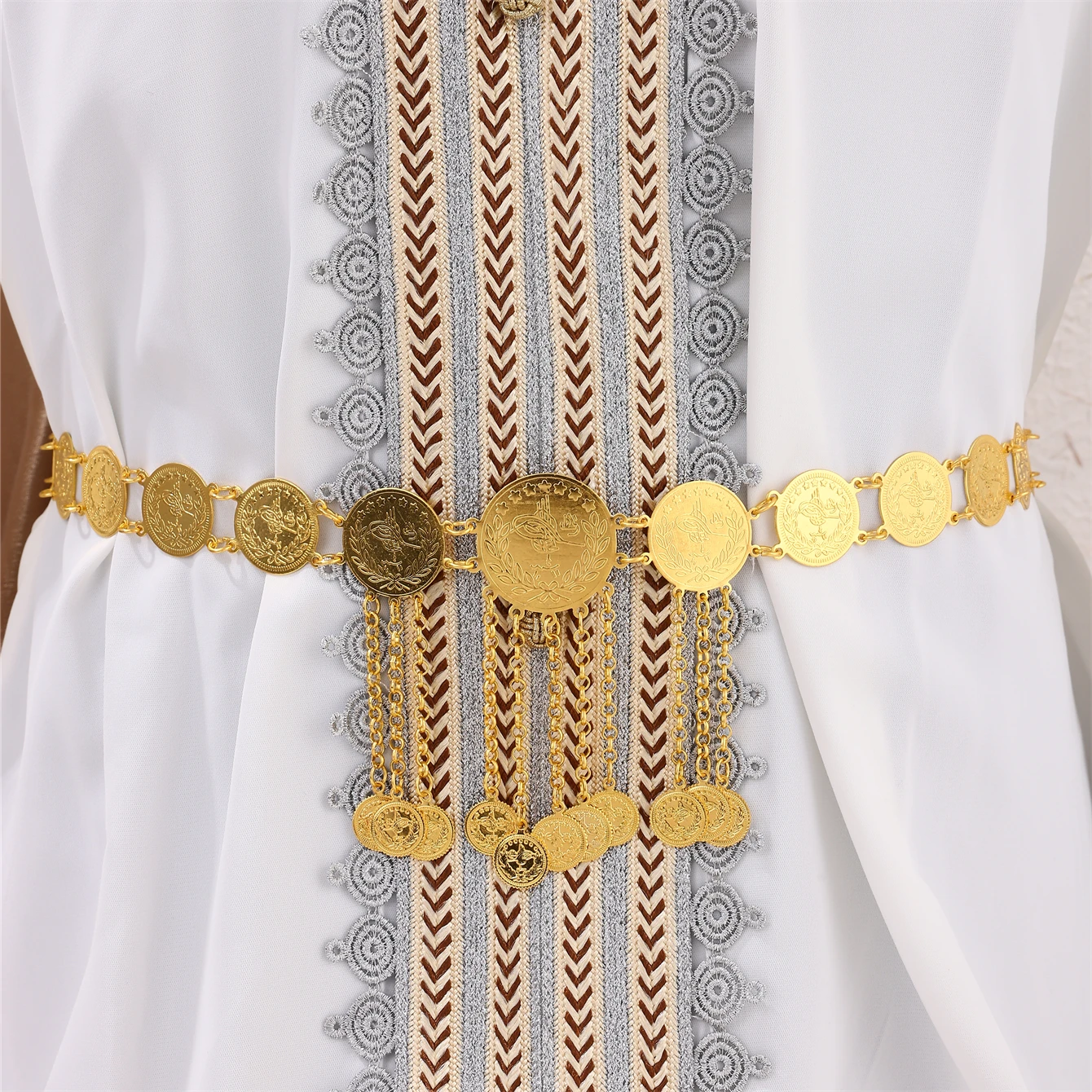 New Turkish Coin Bridal Belt Golden Plated Ethnic Caftan Wedding Jewelry Chain Cintos Femininos Frete Grátis Arabic Women Gifts