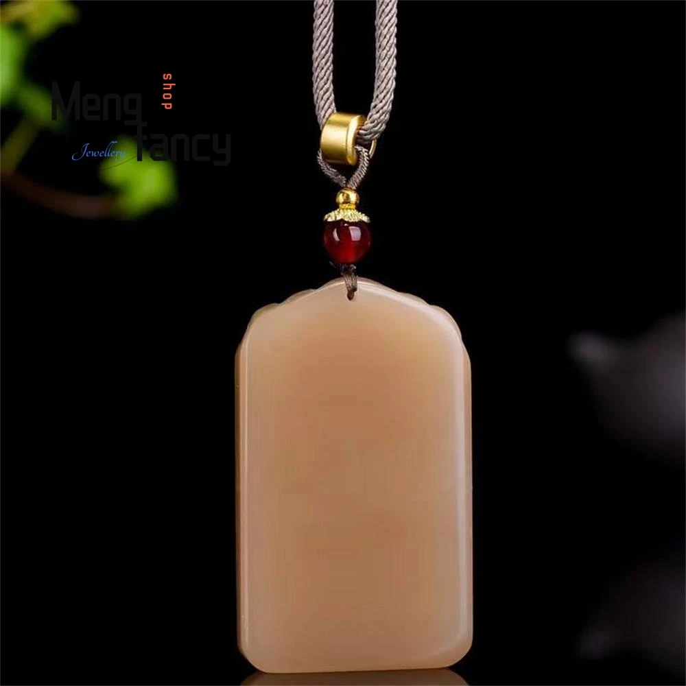 Naturalny Hetian Jade Lotus Root Pink Couple Peaceful Nothing Plaque Pendant Simple Luxury Exquisite High-grade Fashion Jewelry