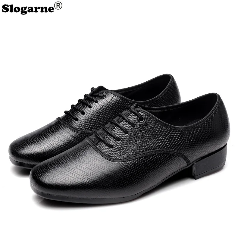 Men\'s New Leather Waltz Shoes Latin Tango Ballroom Dance Shoes Male 2.5cm Heels Soft Sole Modern Dance Shoes Stage Dancing Wear