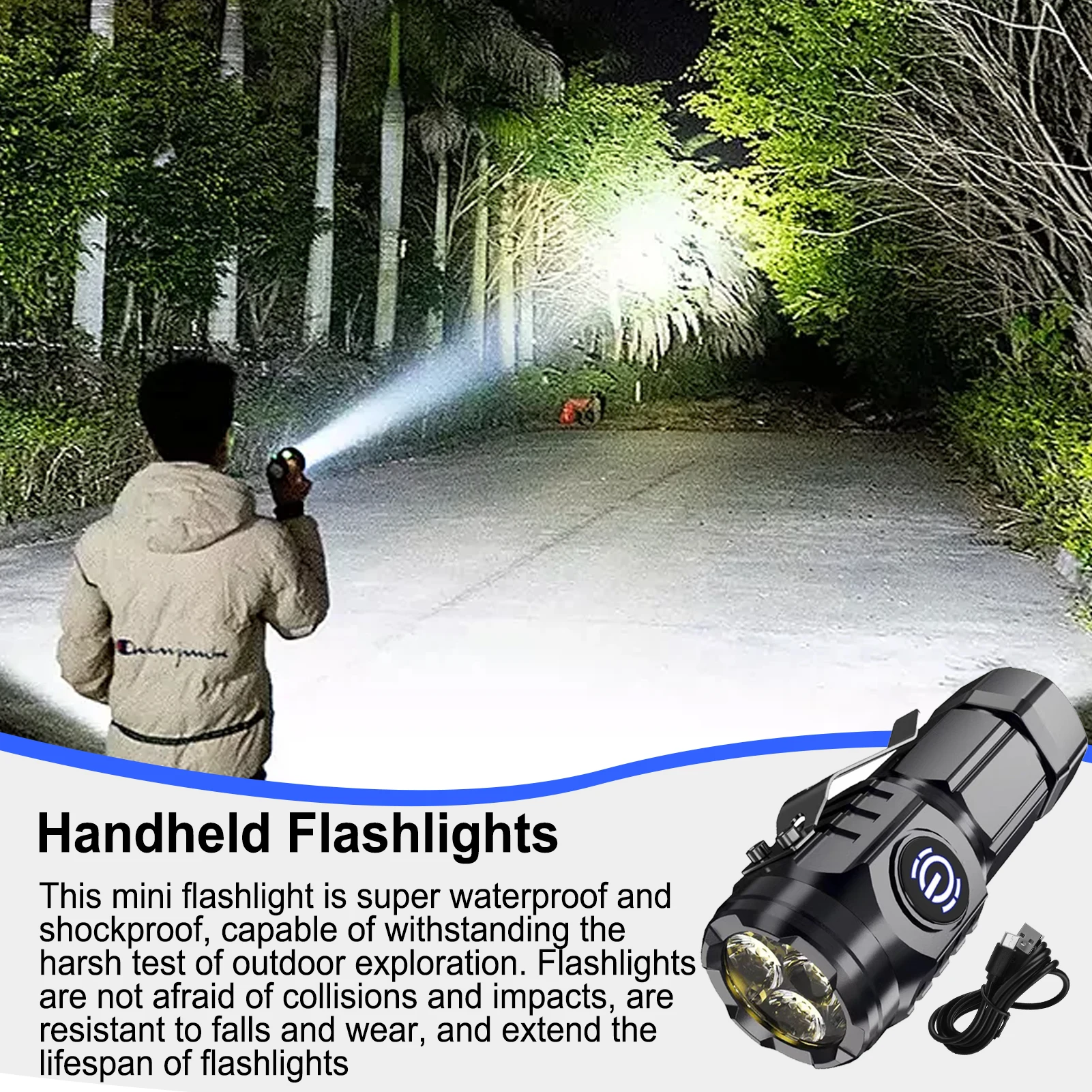 Rechargeable LED Flashlights Three-Eyed Monster Mini Flash Super Power Flashlight With 5 Modes For Camping Portable Lighting