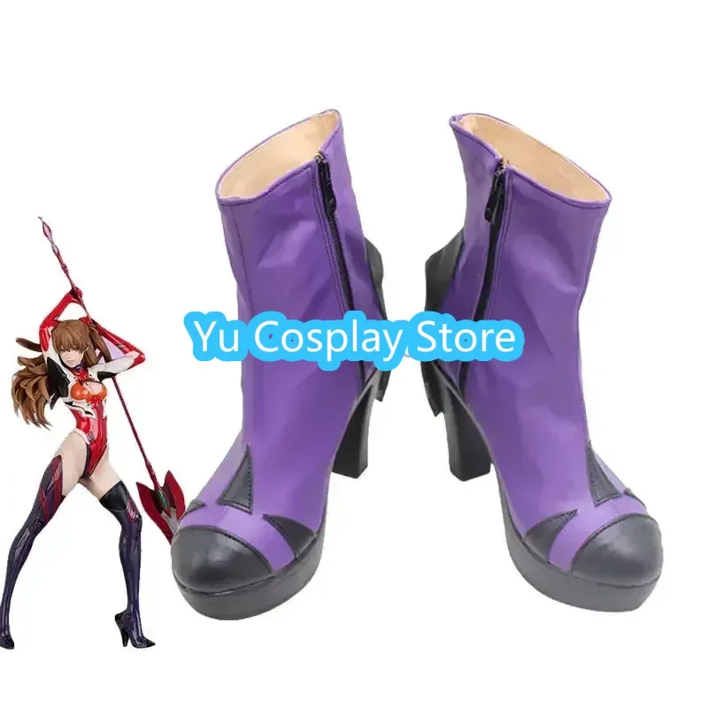 Asuka Langley Cosplay Shoes EVA Cosplay Prop PU Leather Shoes Halloween Carnival Boots Custom Made