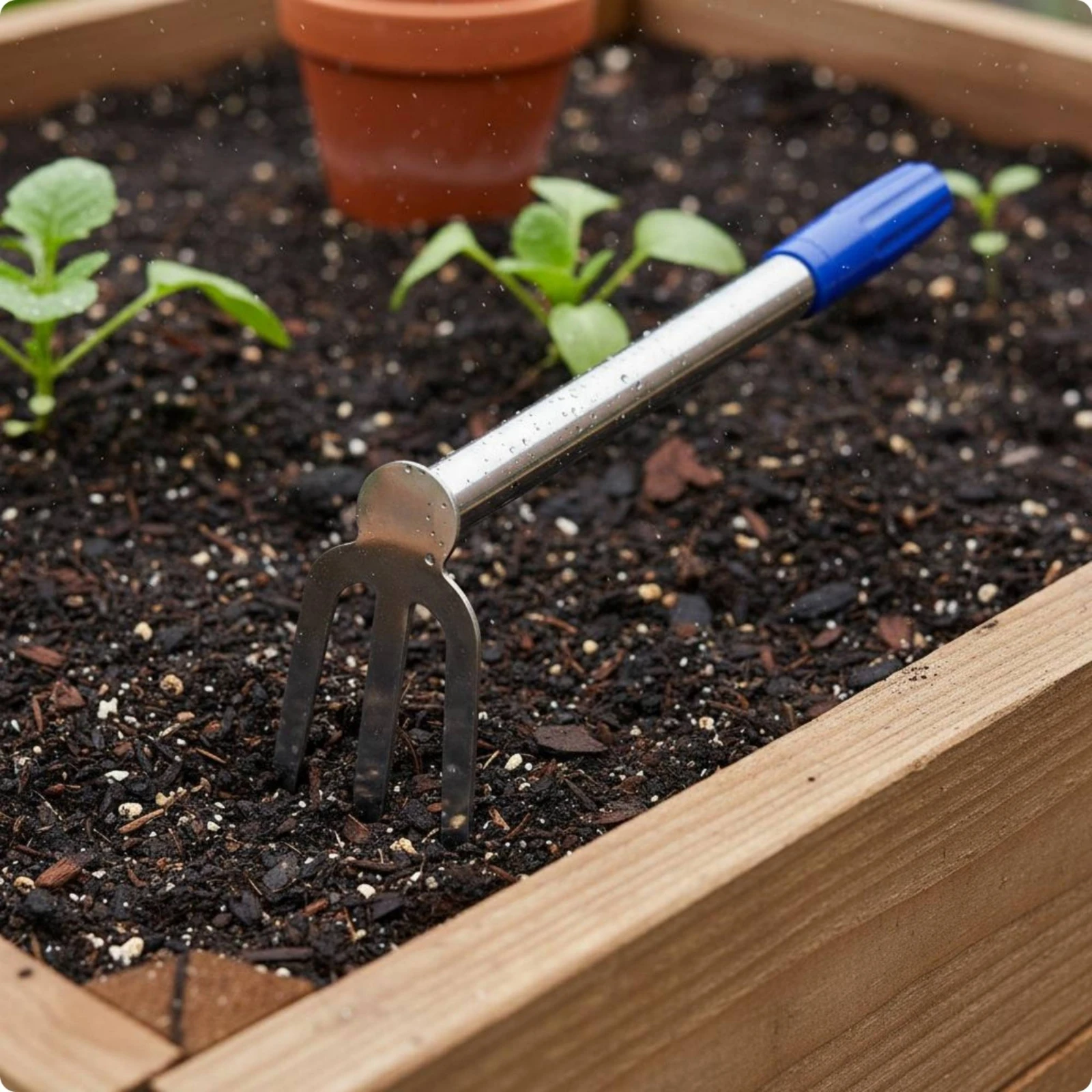 

4 Pieces Stainless Steel Hand Hoe Heavy Duty Two-Way Purpose Garden Hoe 3 Prong Cultivator Lightweight Hand Tiller 2 in 1