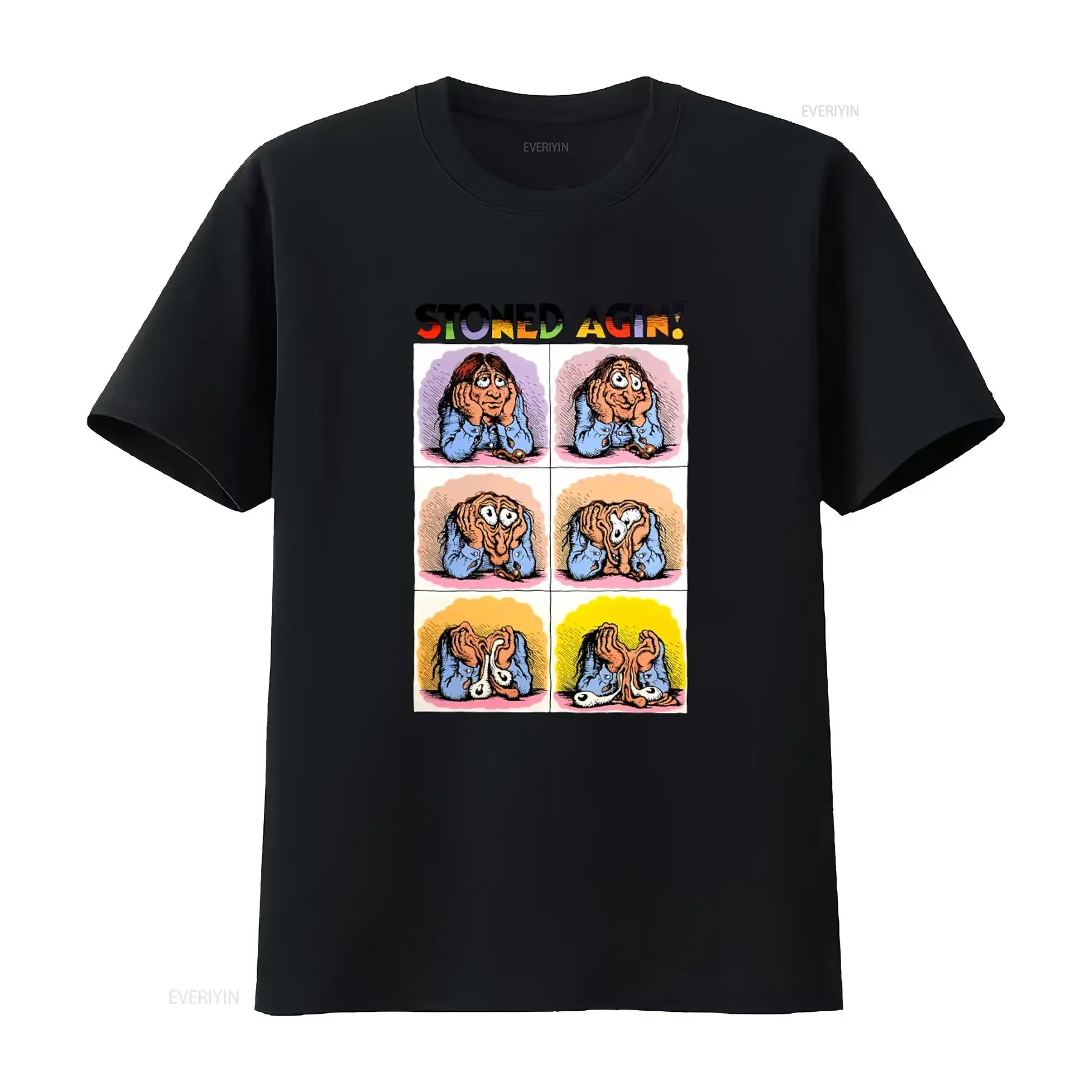 Stoned Again Agin T Shirt Robert Crumb Art Underground Comix Retro Cartoon Print Unique  vintage Washed homme Versatile