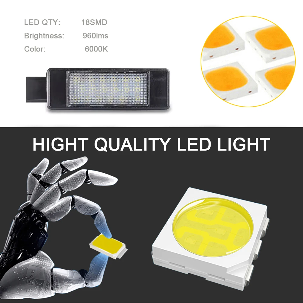 2Pcs Canbus LED License Number Plate Lights For Peugeot 207 CC 308 II Hatchback T9 2014-2019 2008 208 3008 Citroen C3 III C4