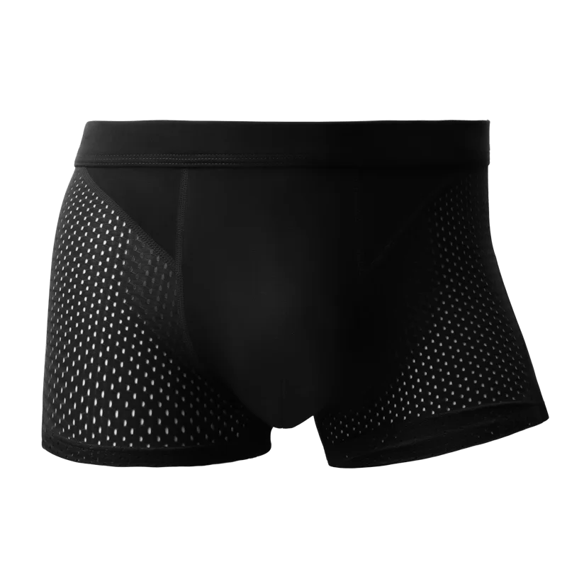 3-Pack of Ice Silk Men's Boxer Briefs for Men, Summer Thin Underwear, Men's Mesh Breathable Boxer Briefs, Boys' Shorts