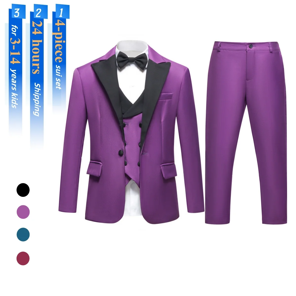 

Kids Formal Suit Set - Boys Vest Blazer & Pants - Wedding Christening Pageant - 3-14 Years Children Tuxedo Pants Set