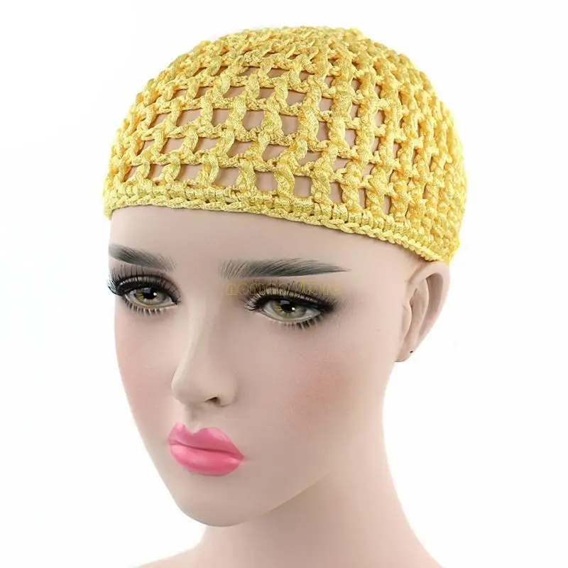 31BF レディース メッシュ ヘアネット かぎ針編み キャップ ソリッド カラー スヌード スリーピング ナイト カバー ターバン