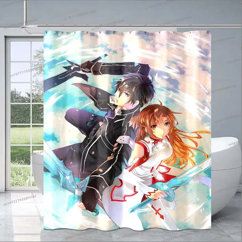 Sword Art Online Anime Star Shower curtain kawaii cartoon pattern shower curtain bathroom decoration shower curtain boy gift