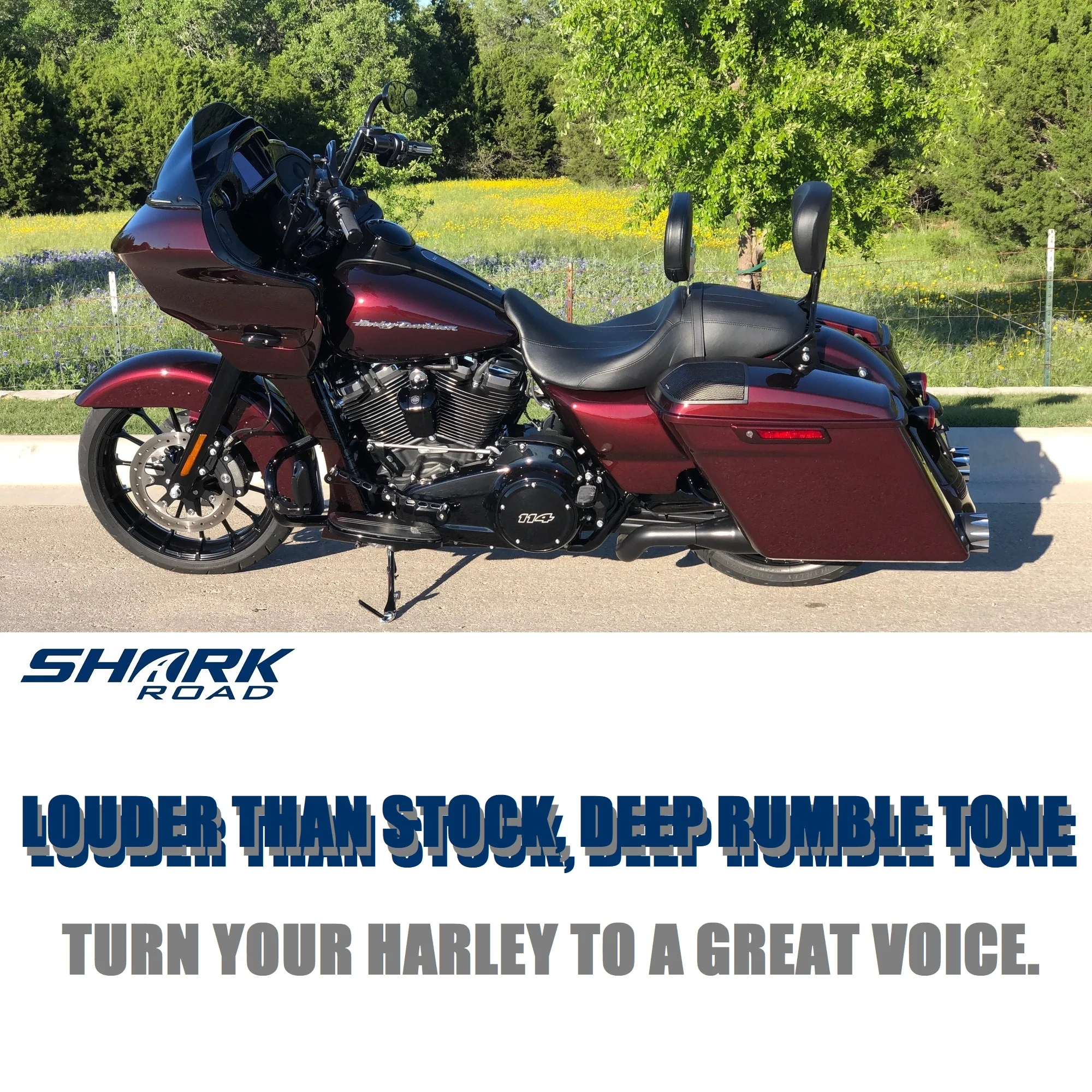 SHARKROAD 4.5” Slip On Mufflers for Harley Touring 2017-UP Street Glide, Road Glide, Road King, Ultra Limited, Electra Glide...