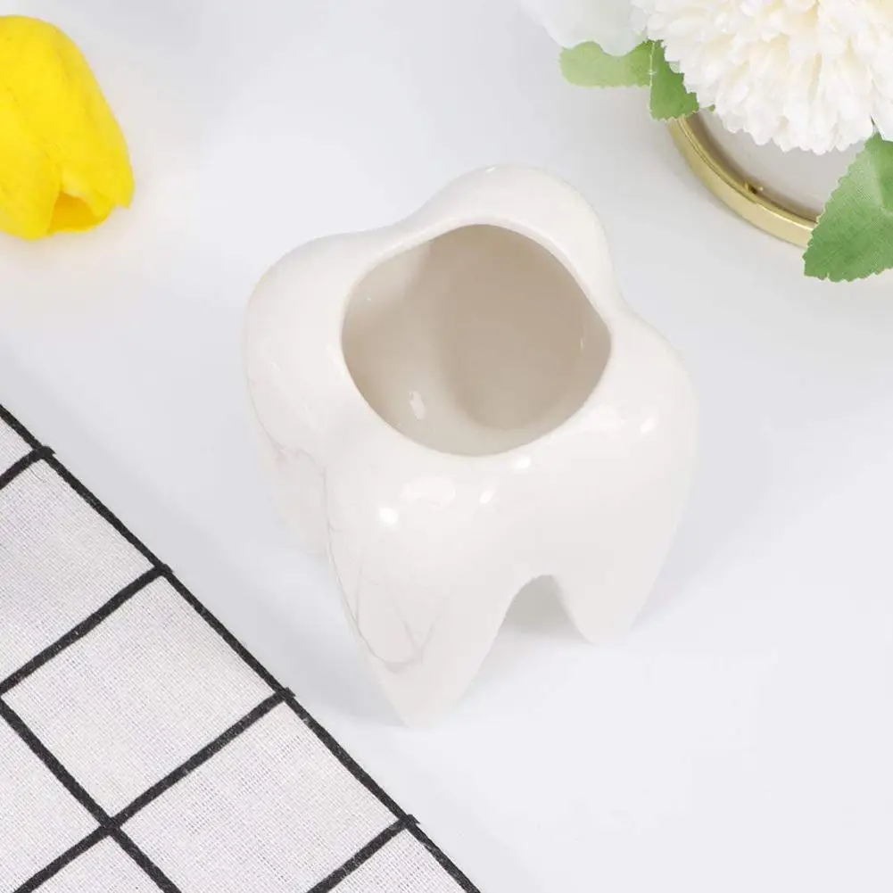 

1Pcs Tooth Shaped Tabletop Ceramic Flowerpot Home Furnishings Flower Nursery Pot Plant Basin Cactus Cute Vase Table Succule Q0Y9