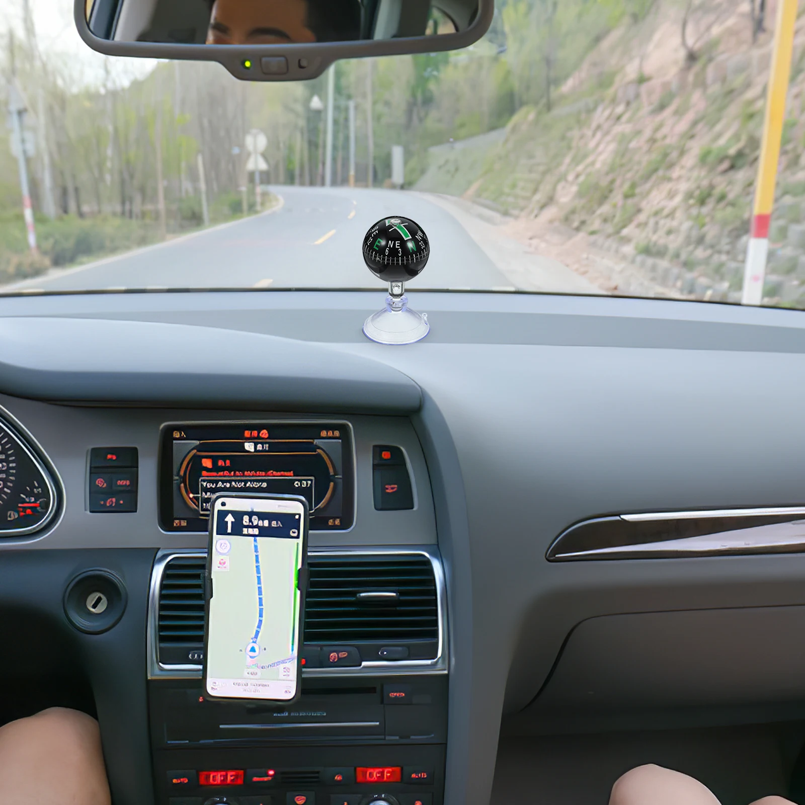 

Mini Car Compass 38mm with Cup Portable Dashboard Navigation Tool for Accurate Direction Green Auto Accessory Smooth