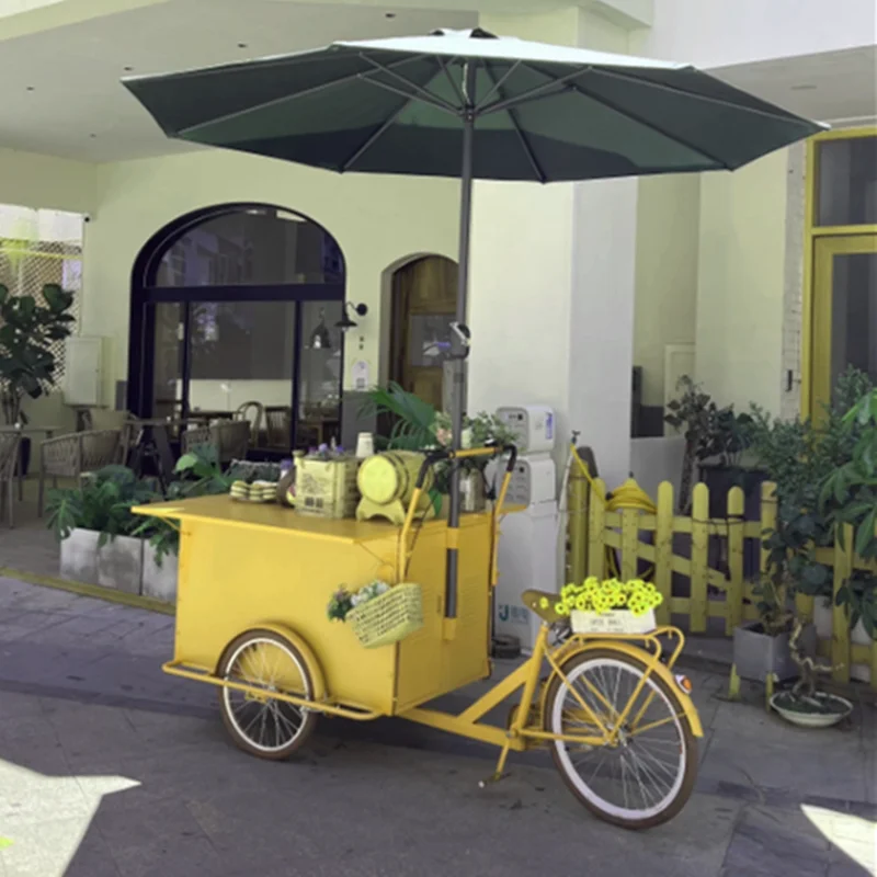CX Market Stall Mobile Vending Truck Snack  Wrought Iron Flower Cart Ground Cart