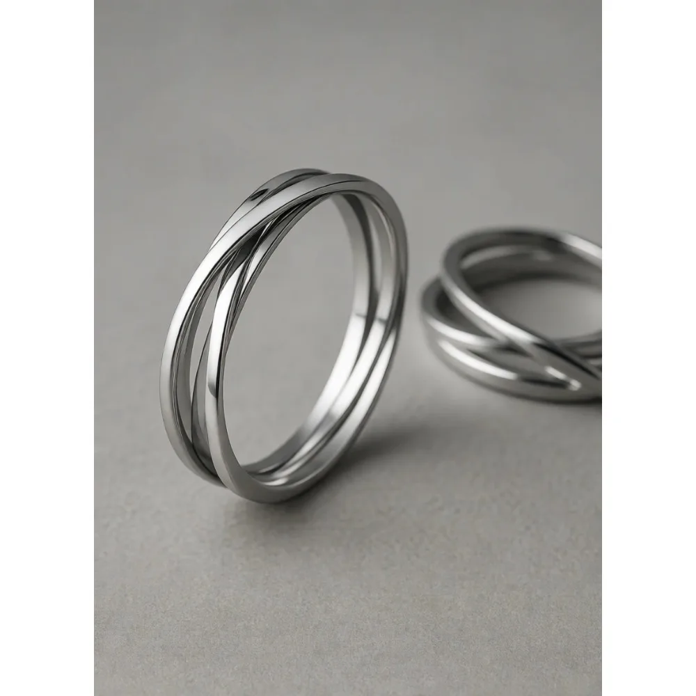 

Трехрядное переплетающееся кольцо-антистресс из серебра 925 пробы с позолотой 14K, водонепроницаемое, для женщин и мужчин, размеры 4-12