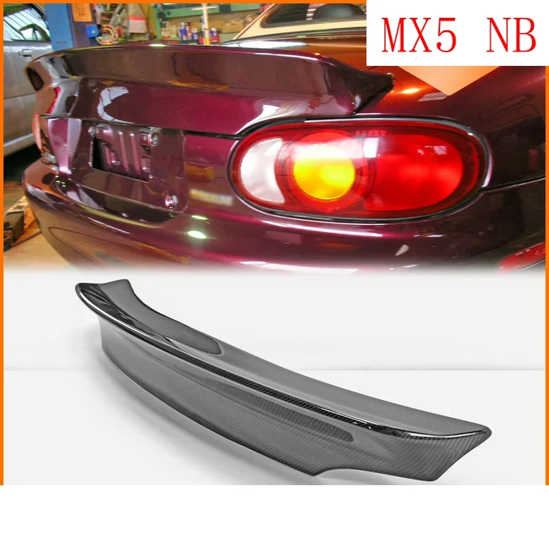 Car-styling Carbon Fiber Wide Body RB Style Rear Spoiler R RB Trunk Wing Fit For Mazda MX5 2001-2007 NB MK2 Miata Roadster Black