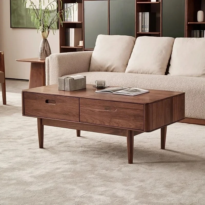 

N North America Black Walnut Living Room Coffee Table Solid Wood Log Coffee Table Nordic Home Tea Table