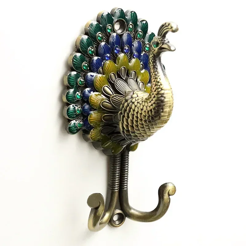 1 pcs Wall Hook Curtain Hook Colorful Peacock European Door Hook Holder Living Room New Home Decoration 4 Colors Hooks