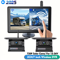 7 Inch Touch Screen Wireless Backup Camera System with 2CH Solar Magnet Cameras for RV Truck Camper IP68 Waterproof Night Vision