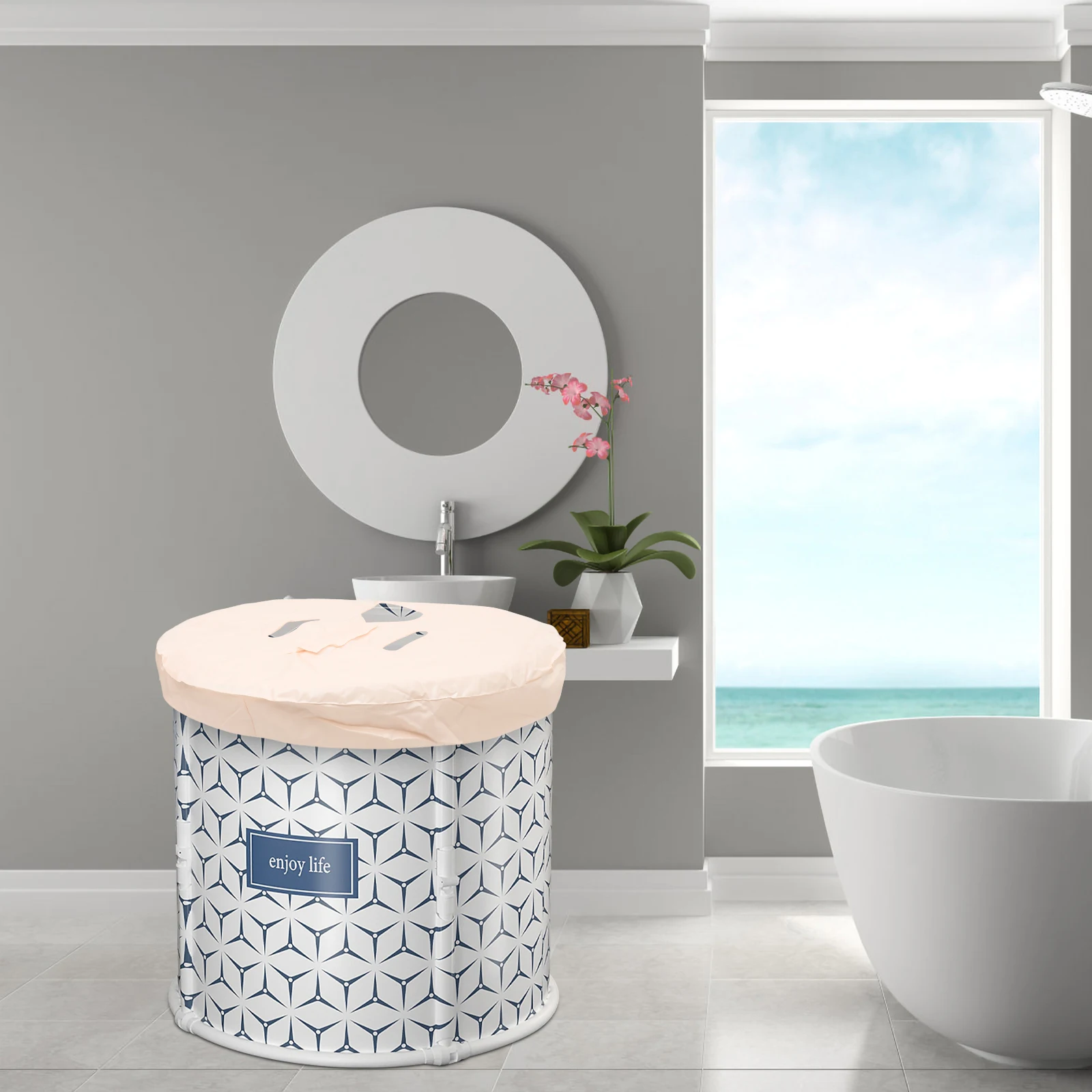 

Folding Bathtub Lid Insulated Cover Durable PVC Material Easy to Use Repeatedly Perfect for Healthy Lifestyle Bathtub Cover