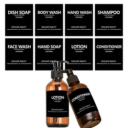Shampoo Conditioner Body Wash Bathroom Bottle Stickers 7/8 PCS Waterproof Soap Dispenser Labels Large Size Lotion Label Sticker