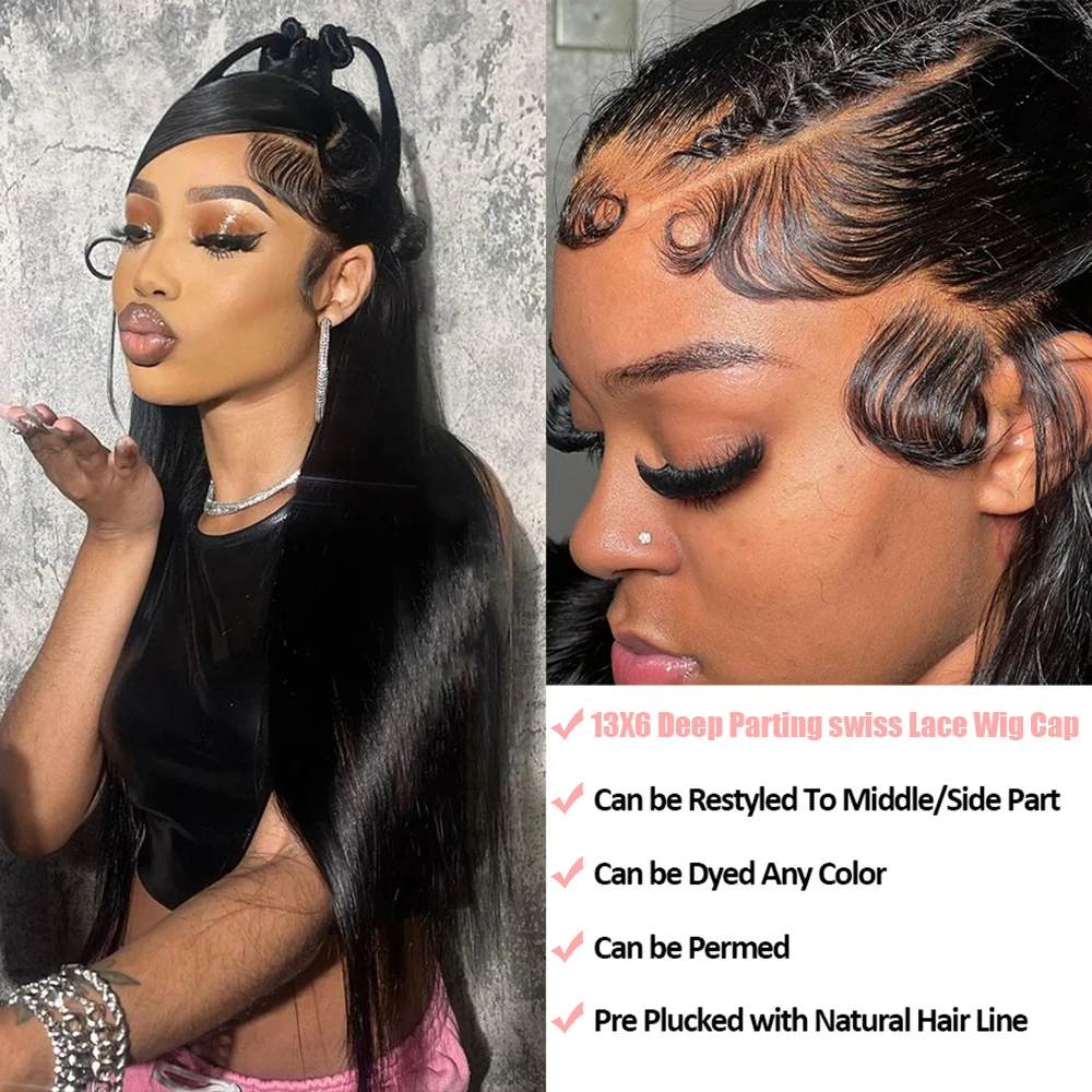 13x6 Straight Transparent Lace Frontal Wigs 180 Density 360 Lace Front Wig 100% Human Hair Brazilian Remy Wig 30 28 Inch On Sale