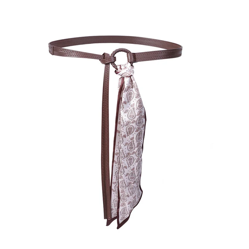 وشاح مصمم حزام جلد للنساء تنوعا عقال حزام وشاح حقيبة مقبض الشريط وشاح يمكن انفصال فستان الجينز زنار #6