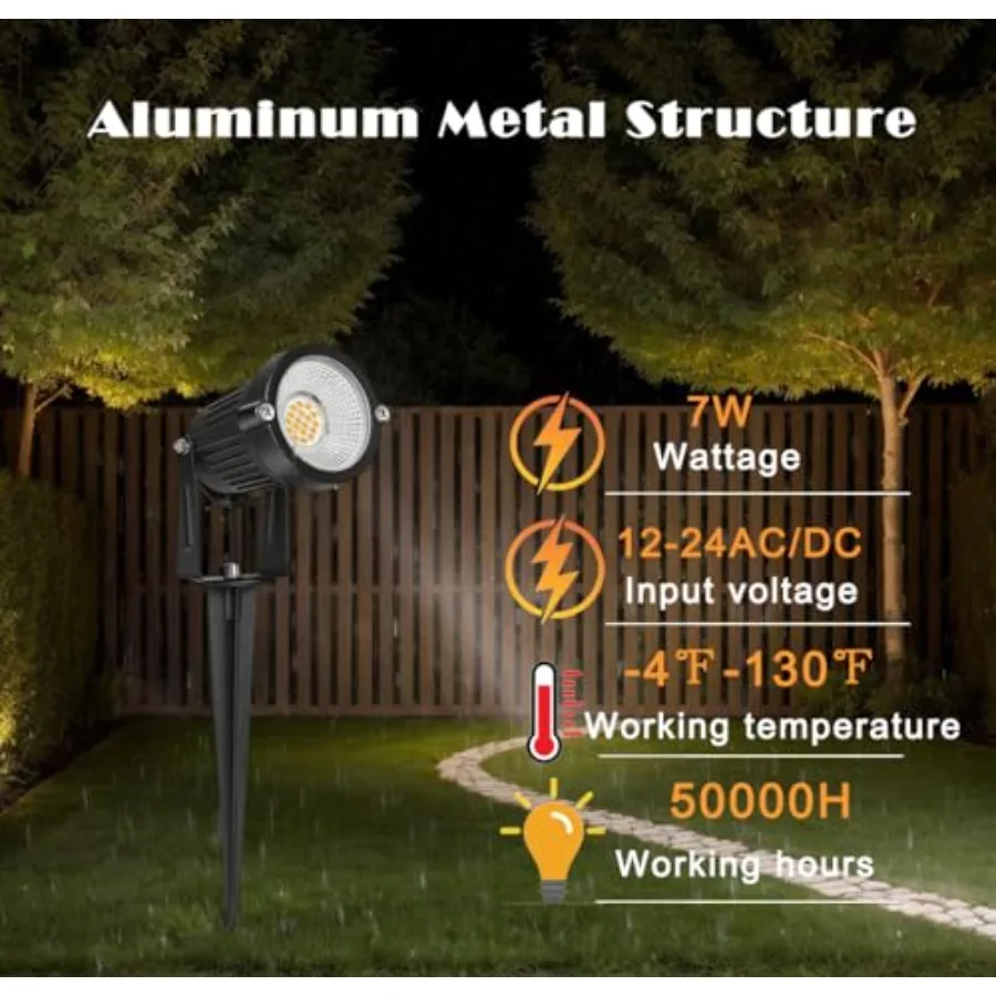 Low Voltage Landscape Lights IP65 Waterproof 7W 700LM LED Outdoor Lighting with Connectors for Garden Yard Pathway Pool 12V 24V