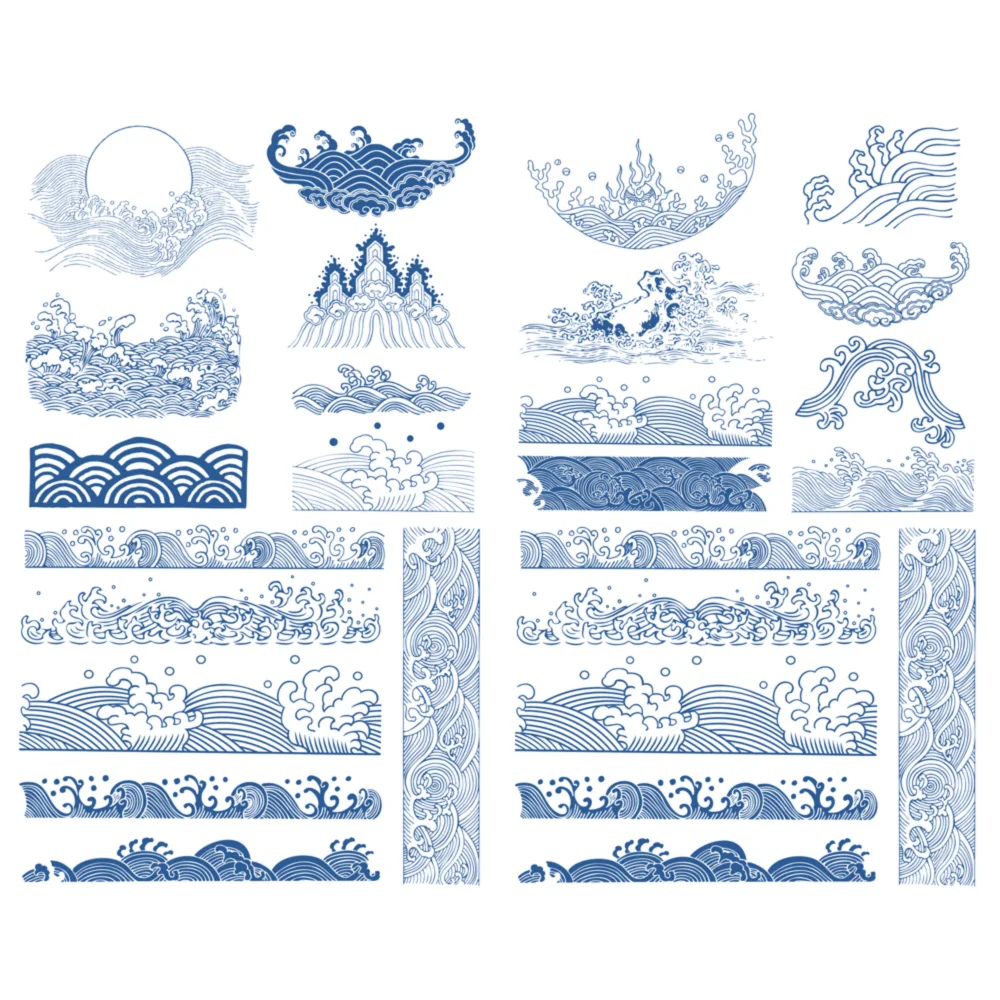 

1 шт., предварительно вырезанный декор с синей волной и рябью, эстетические наклейки для книг, журналов, дневной планировщик, указатель, скрапбук, канцелярские принадлежности, товары для рукоделия