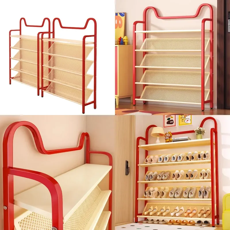 Slim Vertical Shoe Rack Multi Tier Door Storage Cabinet Narrow Entryway Organizer Simple Indoor Shelf for Small Spaces