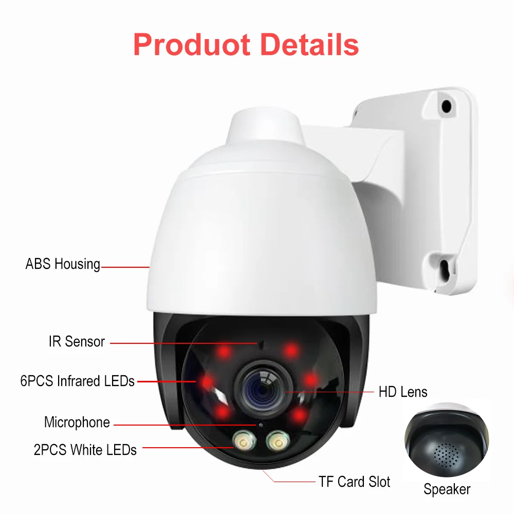 Cámara de seguridad inteligente para el hogar, videocámara PTZ de 6MP/8MP, 4K, Compatible con Hikvision, Mini POE, IP, Zoom Digital 10X, H.265,