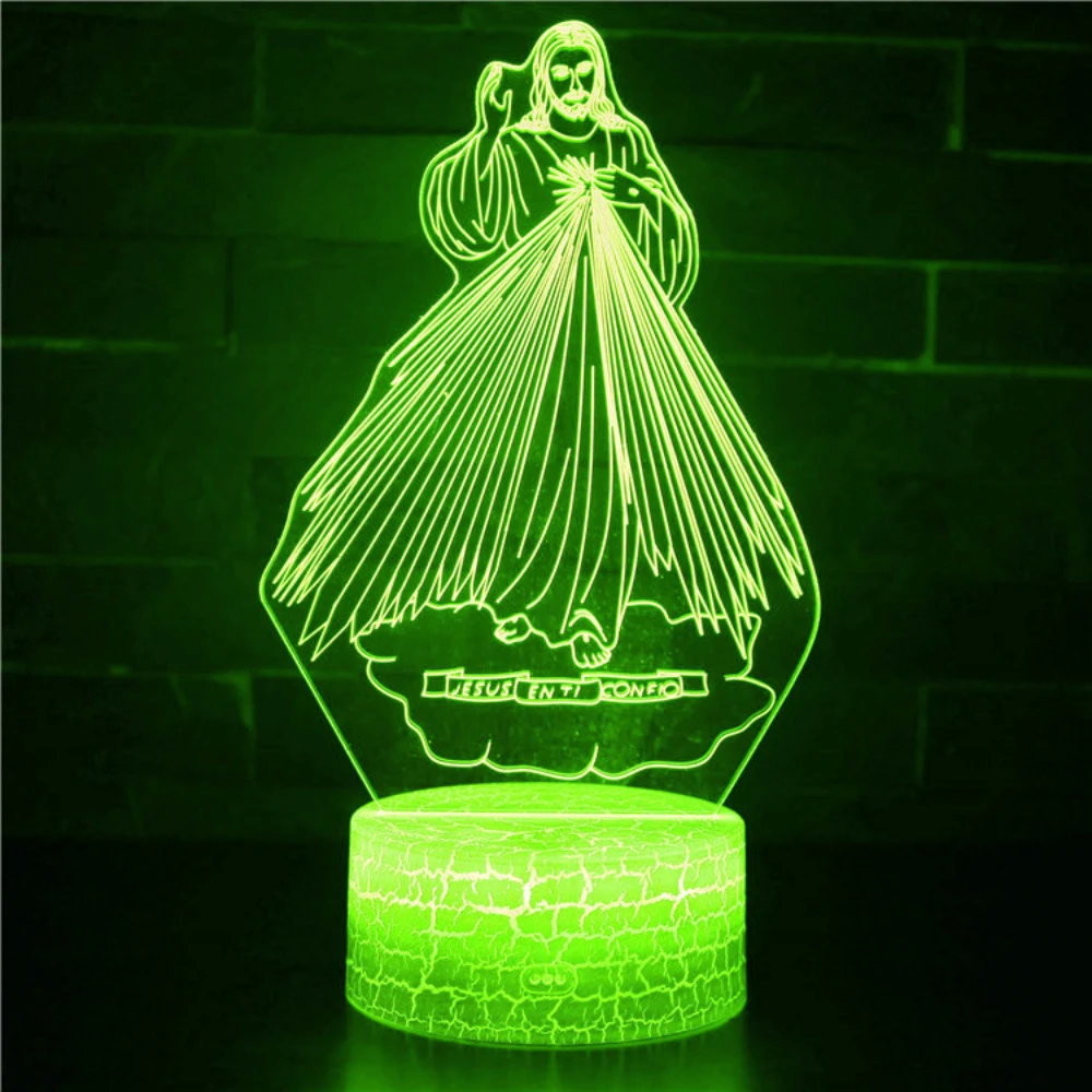 Nighdn Jesus Christ Night Light 3D Optical Illusion LED Lamp 7 Colors Changing Christmas Birthday Gifts for Christian Room Decor