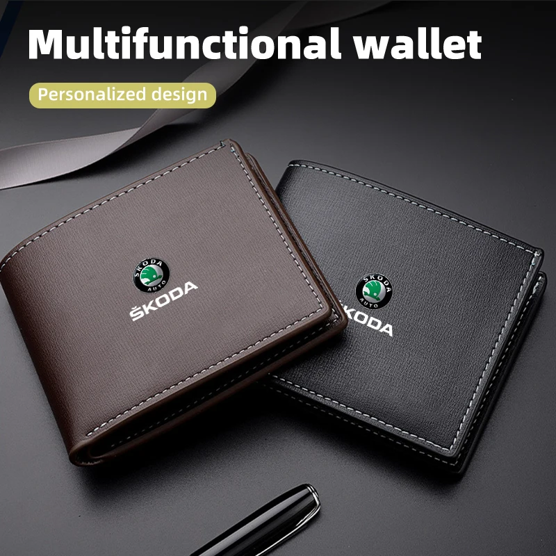 Men's Short Business Wallet Multifunctional Card Case Coin Purse For Skoda Octavia Rapid Kodiaq Superb Derivative Karoq Fabia Ka