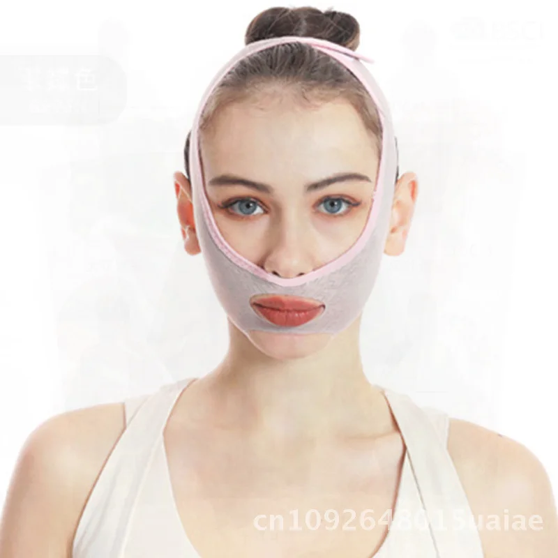 Máscara de bandagem facial para dormir, melão, cinta de emagrecimento, massageador de queixo duplo, não elétrico, multifuncional, dispositivo de beleza rosa