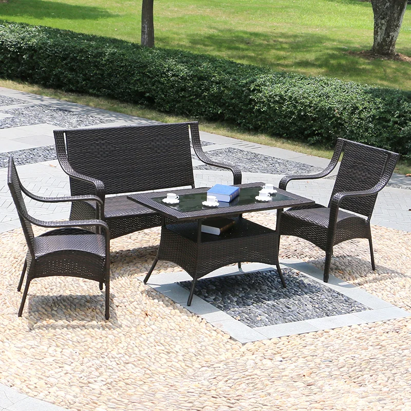 Outdoor sofa rattan sofa  sofa coffee table combination rattan art furniture outdoor sofa sun protection and waterproof