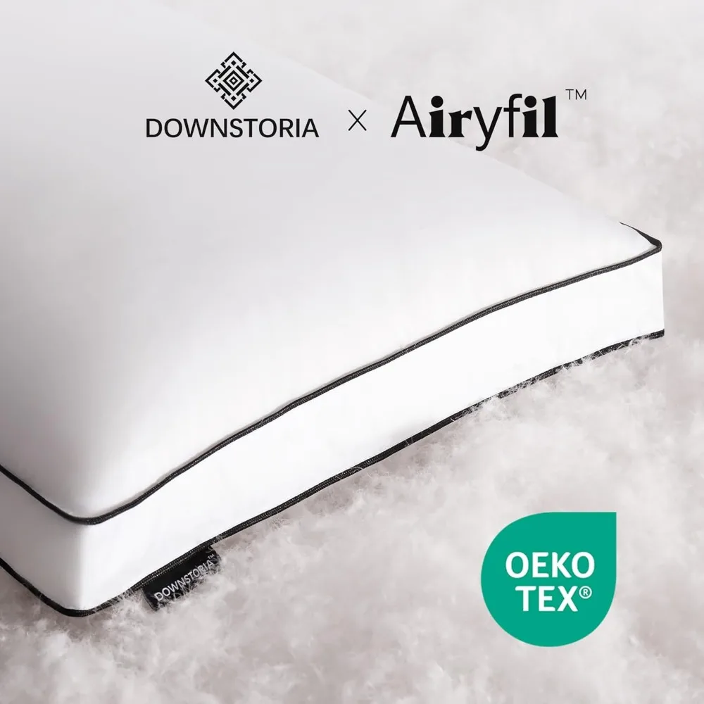 طقم وسائد فاخرة من الريش بحجم كينج، عبوتان مع مجمعة لراحة النوم الفائقة #5